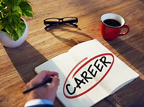 Man with a Note Pad and Career Concepts