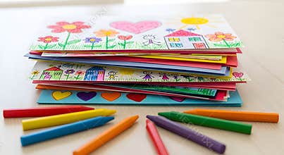 Children's Artwork and Crayons