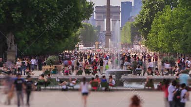 City Pedestrian Traffic Time Lapse Paris Pan