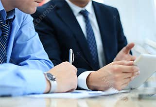 Business adviser analyzing financial figures