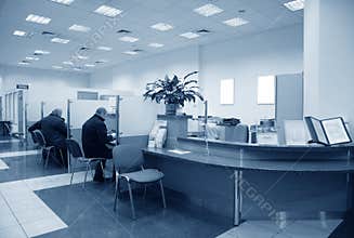 Bank office blue