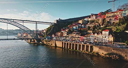 Porto cityscape featuring Dom Luis I Bridge over Douro River