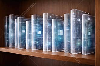 Transparent digital books on the shelf as a data store.