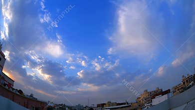 sunrise cloudy sky time lapse with fisheye lens