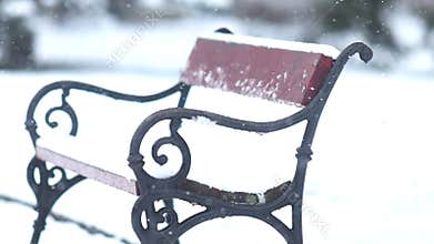 Details of actual snow falling at daytime in European city complicated life