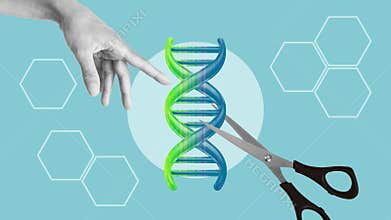 Gene Editing and DNA Modification Concept - Human Intervention in Genetic Code, CRISPR Technology, Biotechnology Ethics