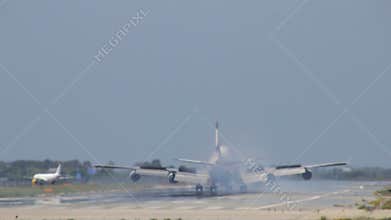 Commercial Jet Plane Landing in Barcelona Airport