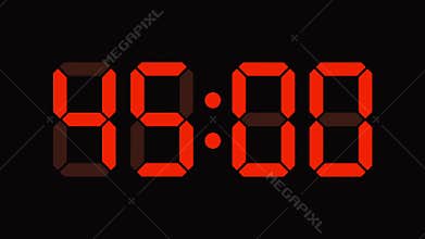 Digital clock countdown from sixty to zero - full HD LED display - orange numbers