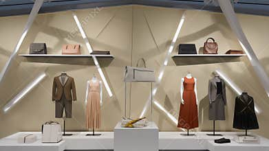 Mannequins displaying fashion clothing and luxury accessories