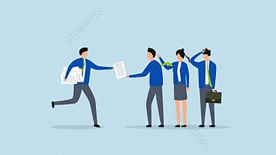 Work delegation, 4k animation of Businessman delegates project assignment to team as a manager