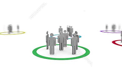 3d silhouettes appearing on colored circles