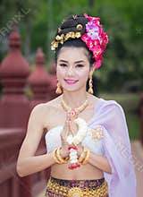 Thai Woman In Traditional Costume Of Thailand