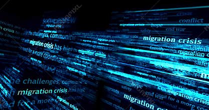 Migration crisis neon on brick wall loop