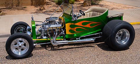 Hot Rod Green Yellow Flames