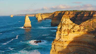 Majestic Twelve Apostles illuminated by golden sunlight