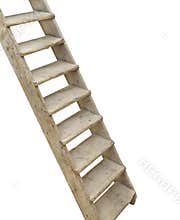 Old wooden stairs isolated.