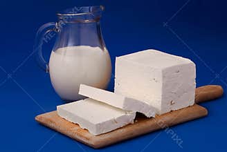 White feta cheese and milk