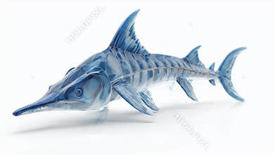 Striped Marlin Fish, 3D Render, Ocean Wildlife, Aquatic Animal