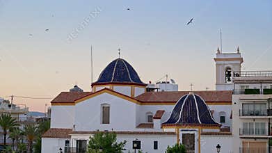 The blue tiled domes of Iglesia de San Jaime y Santa Ana in