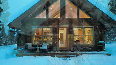 Cozy Cabin Snowfall from Inside - Hygge Winter Comfort Timelapse 4K