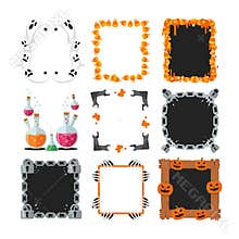 Halloween Themed Frames and Design Elements Vector Set
