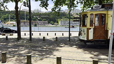 Porto Portugal May 20 2025 Historic Portuguese tram in Porto