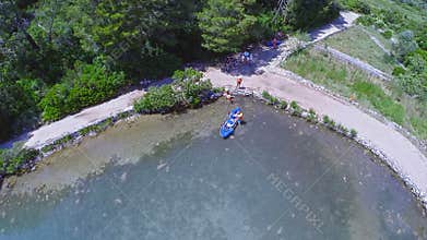 Aerial copter shoot of the sea lake in National