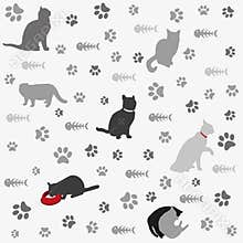 Background with cats paw print and fish bone