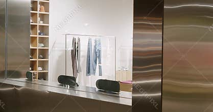 Modern Board Shop Interior With Clothing and Accessories