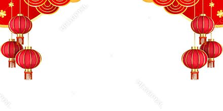 Chinese New Year Lanterns Festive Red Gold Traditional Asian Holiday Design