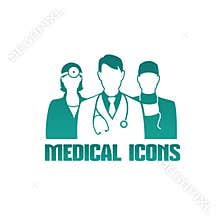 Medical icon with different doctors