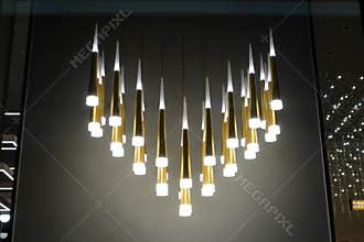 Led lighting chandelier lamp in shop window