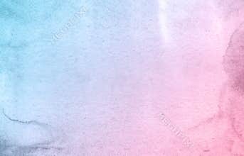 Blue and pink flower hand drawn watercolor background, raster illustration