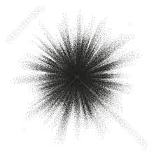 Pointillism burst dots pattern. Sunburst abstract monochrome dotted geometric halftone. EPS 10