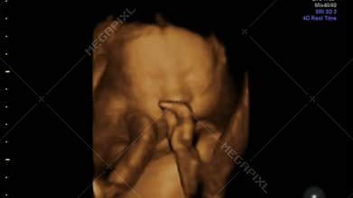 Baby Rubbing Nose and playing with Umbilical Cord in Mothers Womb