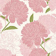 Pink peony rose flowers elegant beautiful vector floral spring summer seamless pattern texture background.