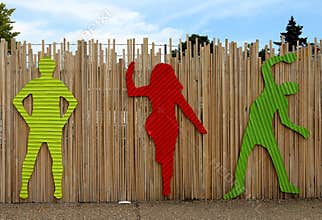Bright dancing silhouettes on the temporary fence near Next Gallery on Colfax Avenue in Denver