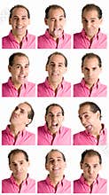 Man face expressions composite isolated on white