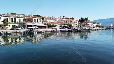 View Across Galaxidi Harbour To Historic Buildings, Greece