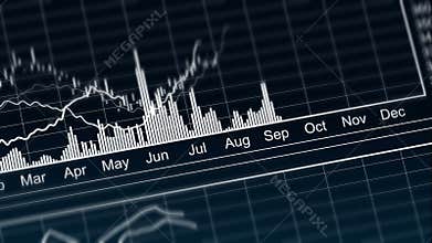 Curves going up and down on chart, presentation of annual financial statement