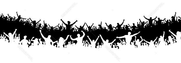 Crowd of people in the stadium. Crowd of sports fans. Silhouette vector. Banner, poster.