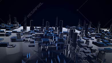 3D animation of growing city building and modern architecture construction of cityscape in aerial view and industrial concept 4k