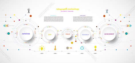 Vector infographic timeline technology template with 5 step.
