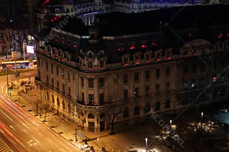University of Bucharest during Earth Hour, candles in windows
