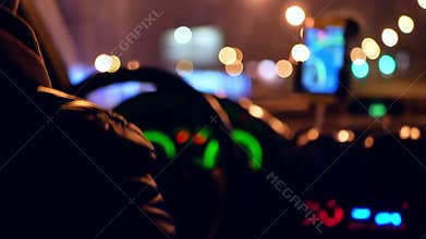 City driving taxi night