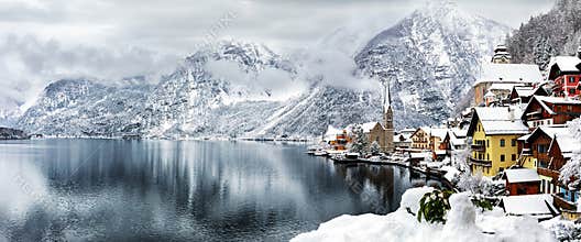 The village of Hallstatt, Austria in the winter time