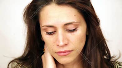 Emotional woman crying