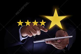 Man Happy Customer give Five Star Rating Experience Customer se