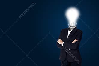 Light bulb of head business woman and have idea creativity