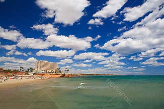 Transparent sea, summer landscape, travel to Spain